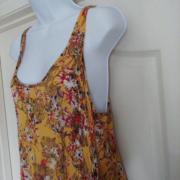 Free People One Yellow/Red/Green Sleeveless Tiered Ruffle Dress XS - Picture 7 of 16